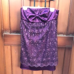 Purple Strapless Mini Dress